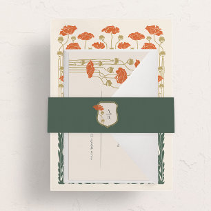 ヴィンテージアールヌーボー 招待状ベリーバンド