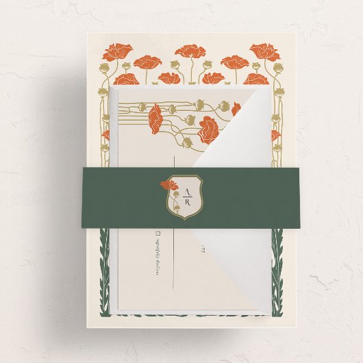 ヴィンテージアールヌーボー 招待状ベリーバンド