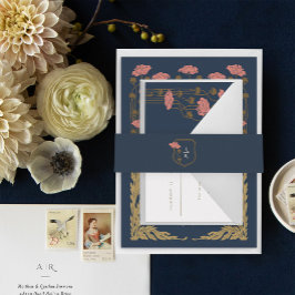 ヴィンテージアールヌーボー 招待状ベリーバンド