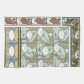ヴィンテージアールヌーボー《植物》スイレンガーデンフラワー キッチンタオル (横)