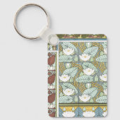 ヴィンテージアールヌーボー《植物》スイレンガーデンフラワー キーホルダー (正面)