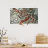 ヴィンテージアールヌーボー、海内のロブスター ポスター (キッチン)