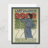 ヴィンテージアールヌーボー、絵画アーティストのポピーな花 (正面/裏面)