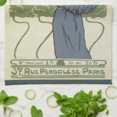 ヴィンテージアールヌーボー、絵画アーティストのポピーな花 キッチンタオル (折り畳み)