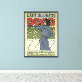 ヴィンテージアールヌーボー、絵画アーティストのポピーな花 キャンバスプリント (インサイチュ (ウッドフロア))