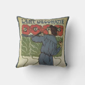 ヴィンテージアールヌーボー、絵画アーティストのポピーな花 クッション (裏面)