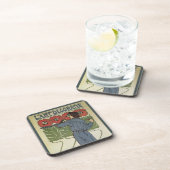 ヴィンテージアールヌーボー、絵画アーティストのポピーな花 コースター (右側)