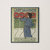 ヴィンテージアールヌーボー、絵画アーティストのポピーな花 ジグソーパズル (縦)