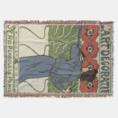 ヴィンテージアールヌーボー、絵画アーティストのポピーな花 スローブランケット (正面)