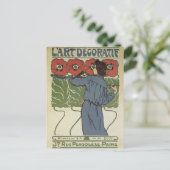 ヴィンテージアールヌーボー、絵画アーティストのポピーな花 ポストカード (スタンド正面)