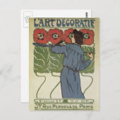 ヴィンテージアールヌーボー、絵画アーティストのポピーな花 ポストカード (正面/裏面)