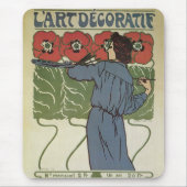 ヴィンテージアールヌーボー、絵画アーティストのポピーな花 マウスパッド (正面)