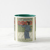 ヴィンテージアールヌーボー、絵画アーティストのポピーな花 マグカップ (中央)