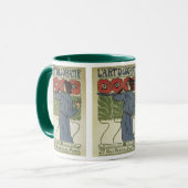 ヴィンテージアールヌーボー、絵画アーティストのポピーな花 マグカップ (正面左)