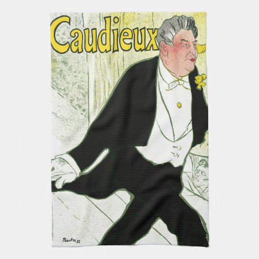 ヴィンテージアールヌーボー、Caudieux by Toulouse Laurec キッチンタオル (縦)