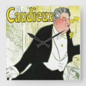 ヴィンテージアールヌーボー、Caudieux by Toulouse Laurec スクエア壁時計 (正面)