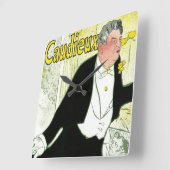 ヴィンテージアールヌーボー、Caudieux by Toulouse Laurec スクエア壁時計 (傾斜)