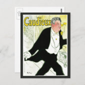 ヴィンテージアールヌーボー、Caudieux by Toulouse Laurec ポストカード (正面/裏面)