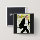 ヴィンテージアールヌーボー、Caudieux by Toulouse Laurec 缶バッジ (正面&裏面)