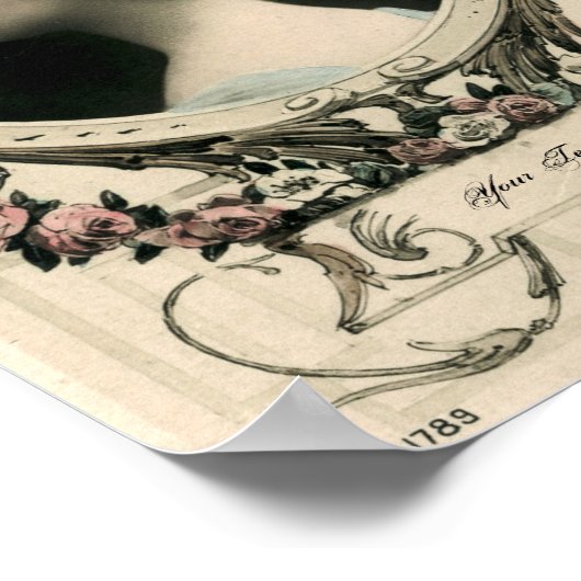 ヴィンテージアールヌーボー「Nungue」フォトフレームテンプレート ポスター (角)