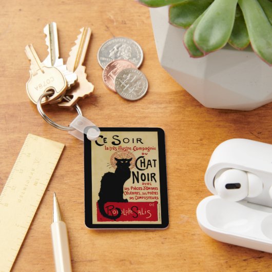 ヴィンテージアールヌーボーCe Soirチャットノワール黒猫 キーホルダー (デスク)