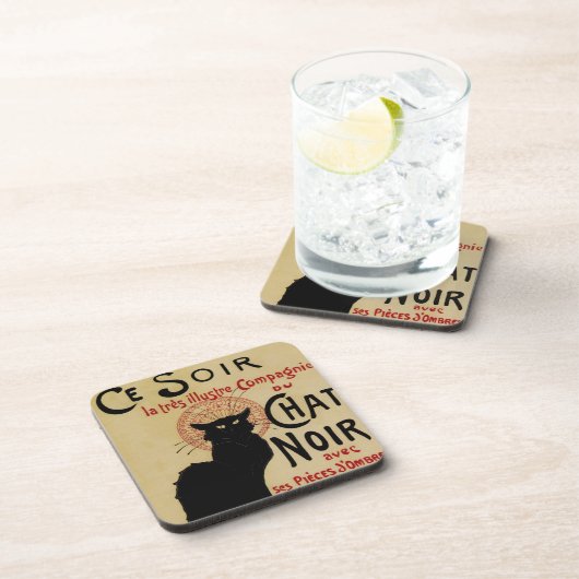 ヴィンテージアールヌーボーCe Soirチャットノワール黒猫 コースター (右側)