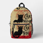ヴィンテージアールヌーボーCe Soirチャットノワール黒猫 プリントバックパック (正面)