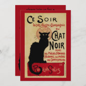 ヴィンテージアールヌーボーCe Soirチャットノワール黒猫 招待状 (正面/裏面)