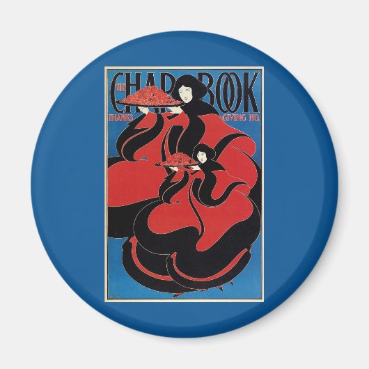 ヴィンテージアールヌーボーCHAPブック感謝祭 マグネット (正面)