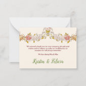 ヴィンテージアールヌーボーLGBTQ 2花嫁サンキュー ノートカード (裏面)