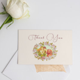 ヴィンテージアールヌーボーLGBTQ 2花嫁サンキュー ノートカード