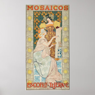 ヴィンテージアールヌーボーMosaicos Escofet-Tejera yカリフォルニア ポスター