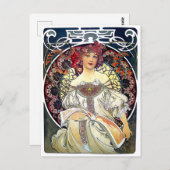 ヴィンテージアールヌーボーReverie by Alphonseミュシャポスト ポストカード (正面/裏面)