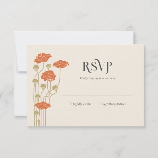 ヴィンテージアールヌーボーRSVPエンクロージャカード 出欠カード (正面)