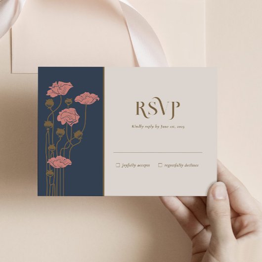 ヴィンテージアールヌーボーRSVPエンクロージャカード 出欠カード