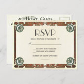 ヴィンテージアールヌーボーRSVP結婚のポストカードI インビテーションポストカード (正面/裏面)