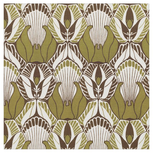 ヴィンテージアールヌーボーSigalion Pattern by K. Moser ファブリック (クローズアップ)