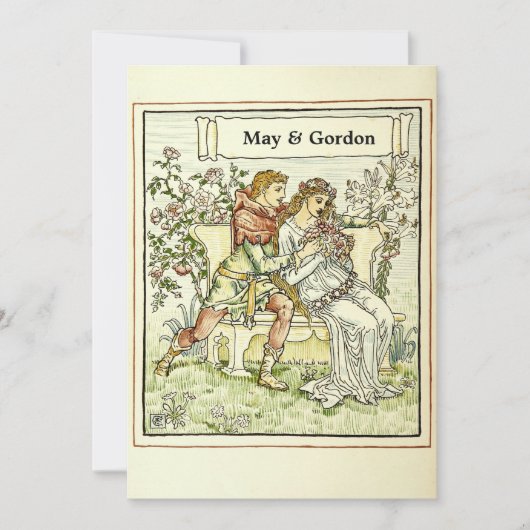 ヴィンテージアールヌーボーWクレーン結婚式招待状 招待状 (正面)