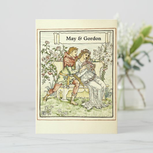 ヴィンテージアールヌーボーWクレーン結婚式招待状 招待状 (スタンド正面)