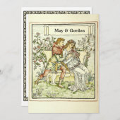 ヴィンテージアールヌーボーWクレーン結婚式招待状 招待状 (正面/裏面)