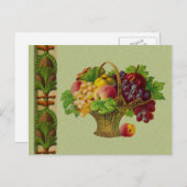 ヴィンテージアールフルーツバスケットポストカード ポストカード (正面/裏面)