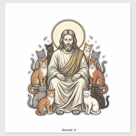 ヴィンテージイエスと猫 シール (シート)