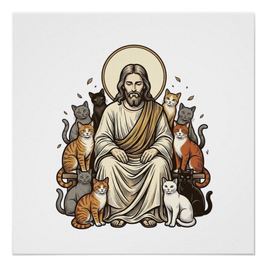 ヴィンテージイエスと猫 ポスター (正面)