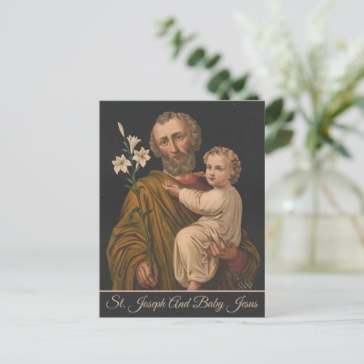 ヴィンテージイエスと聖ヨセフ宗教信者 シーズンポストカード (スタンド正面)