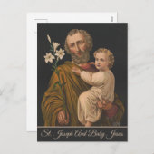 ヴィンテージイエスと聖ヨセフ宗教信者 シーズンポストカード (正面/裏面)