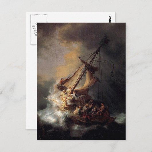 ヴィンテージイエスは嵐を鎮め絵画る ポストカード (正面/裏面)