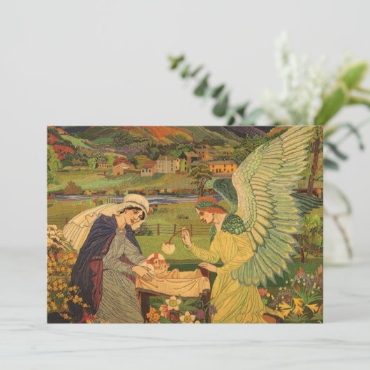 ヴィンテージイエスキリストとの宗教的なタペストリーベビー (スタンド正面)