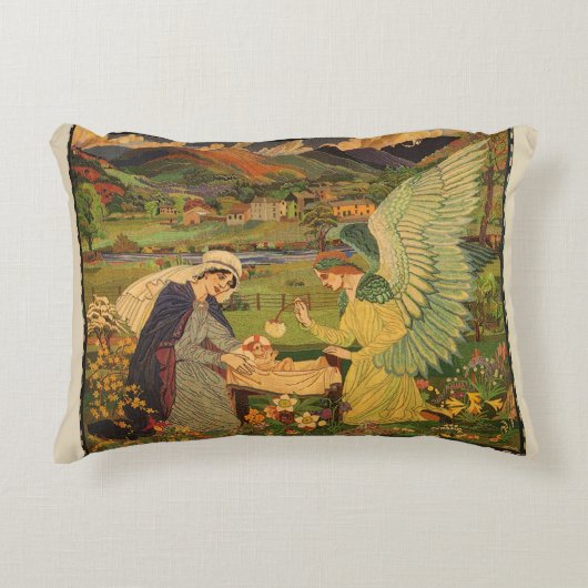 ヴィンテージイエスキリストとの宗教的なタペストリーベビー アクセントクッション (正面)