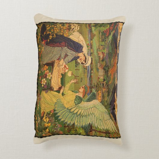 ヴィンテージイエスキリストとの宗教的なタペストリーベビー アクセントクッション (裏面(縦))