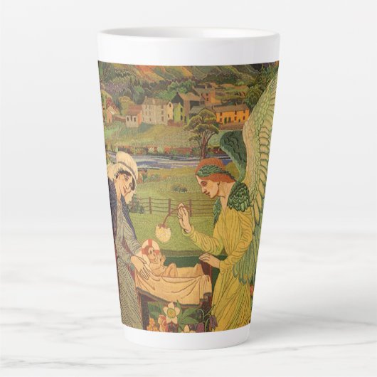 ヴィンテージイエスキリストとの宗教的なタペストリーベビー カフェラテマグ (正面)